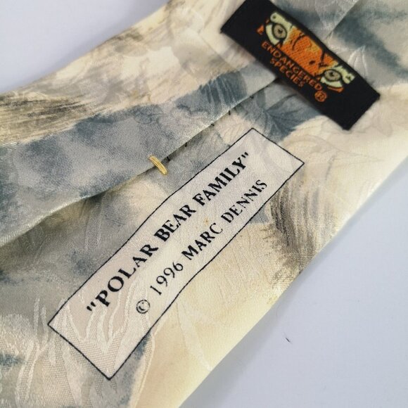 Vintage Polar Bear Family men's tie Endangered species Mark Dennis 1996 USA - Picture 4 of 11